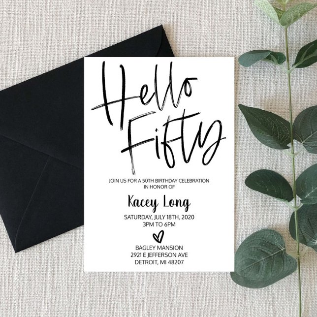 Hello Fifty 50th Birthday Invitation (Creator Uploaded)