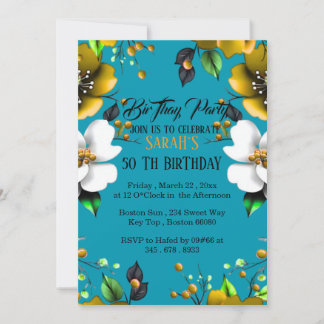 Hello Fifty 50th Birthday Invitation Template, Wi