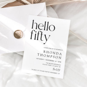 Hello Fifty Classic Simple 50th Birthday Invitation