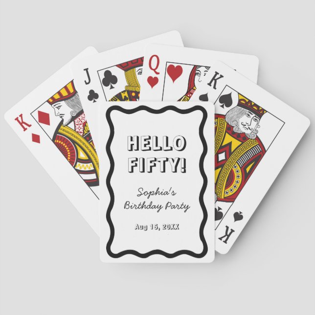 Hello Fifty Handwritten Retro 50th Birthday Party Playing Cards (Back)