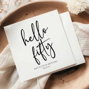 Hello Fifty Minimalist 50th Birthday Party Napkin