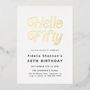 Hello Fifty Modern Retro 50th Birthday 