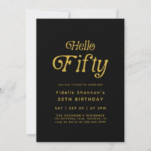Hello Fifty Modern Retro 50th Birthday  Invitation