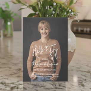 Hello Fifty Photo 50th Fiftieth Birthday Invitation