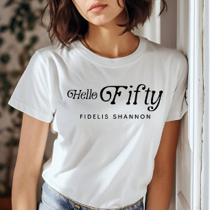 Hello Fifty Retro 50th Birthday Party T-Shirt