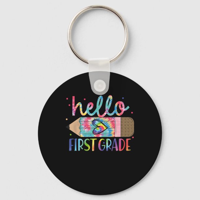 Hello First 1st Grade Back To School Teachers Kids Key Ring (Front)