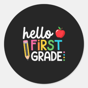 Hello First Day Of 5th Grade Student Back To Schoo Classic Round Sticker