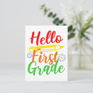 Hello First Grade 1st Grade Back to School Kid Postcard