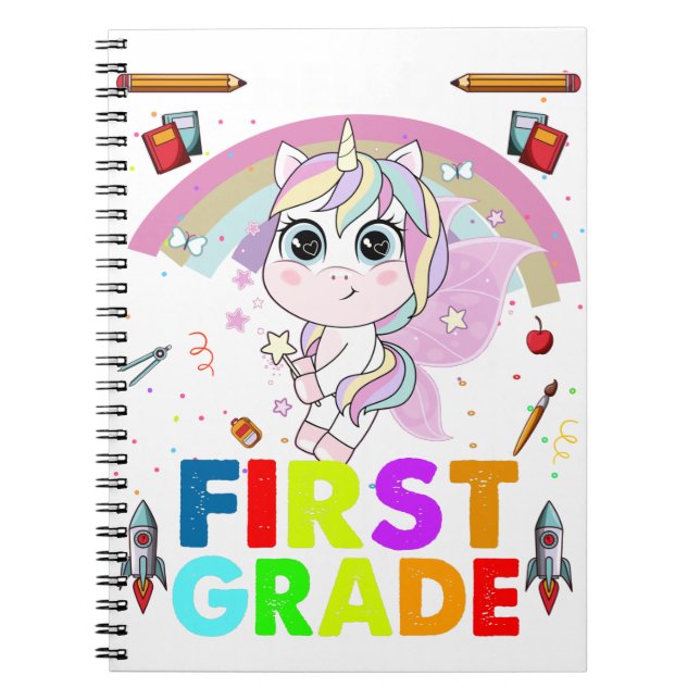 Hello First Grade - 1st Grade Back To School Notebook (Front)