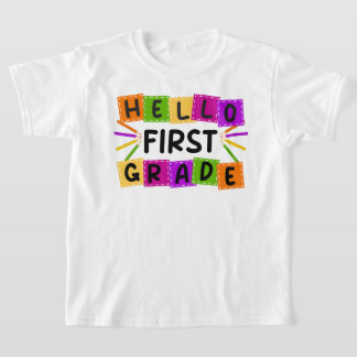 hello first grade back t school retro T-Shirt