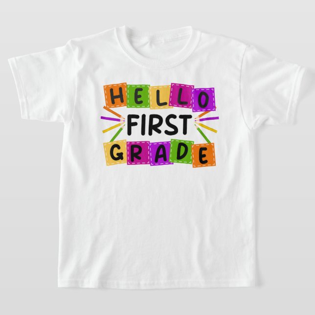 hello first grade back t school retro  T-Shirt (Laydown)