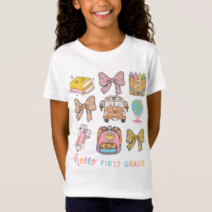 Hello First Grade Back To School Coquette Bow T-Shirt