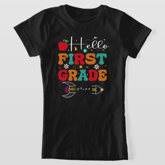 hello first grade back to school rerto  T-Shirt (Laydown)