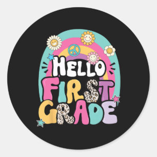 Hello First Grade Back To School Teacher First Day Classic Round Sticker