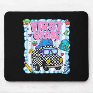 Hello First Grade Bus School Teacher Student Back  Mouse Pad