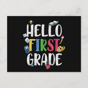 Hello First Grade Classroom Back School Kids Gift Postcard