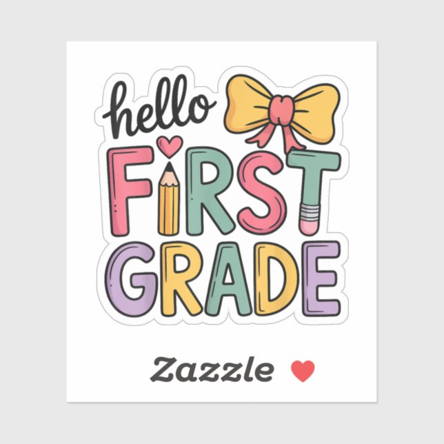 Hello First Grade Coquette Bow Teacher (Sheet)