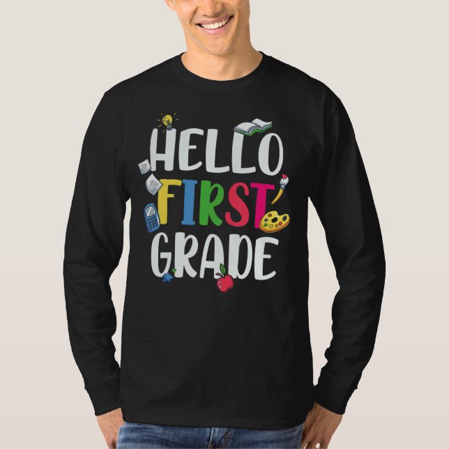 Hello First Grade Cute 1st Grade 1 T-Shirt (Front)