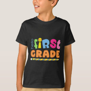 Hello First Grade Cute Colourful Team 1st Grade Te T-Shirt