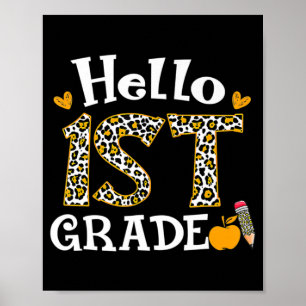 Hello First Grade Leopard print 1st Grade Back To