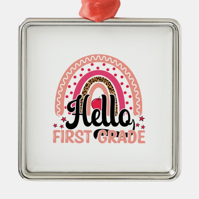 Hello First Grade Metal Tree Decoration (Front)