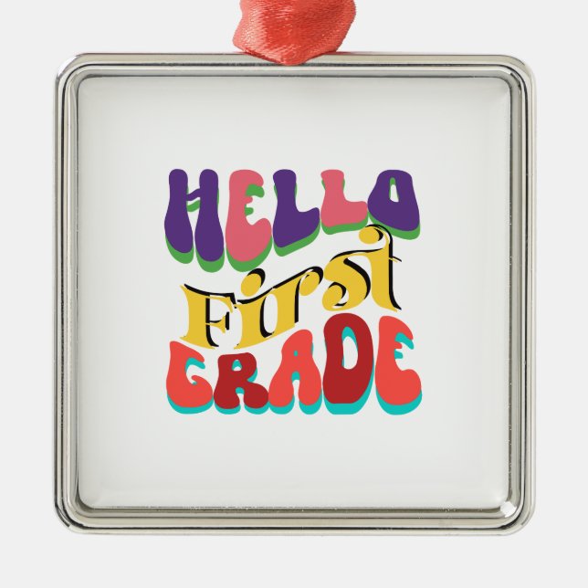 Hello First Grade Metal Tree Decoration (Front)