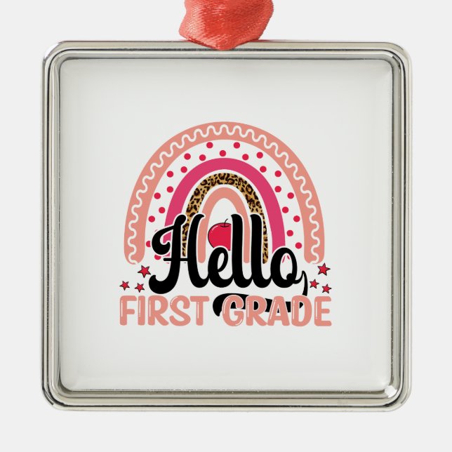 Hello First Grade Metal Tree Decoration (Front)