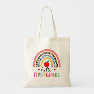Hello First Grade Rainbow Sticker – Colourful Back Tote Bag