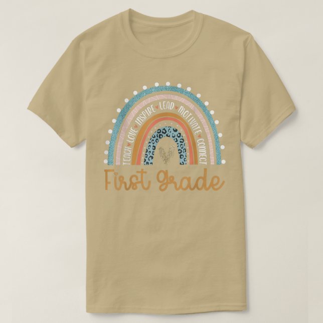 Hello First Grade Rainbow Teacher Students Back To T-Shirt (Design Front)