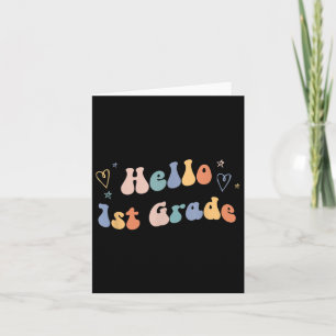 Hello First Grade _ Retro Teacher Back To School 1 Card