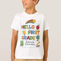 Hello First Grade School Paper Lines & Doodles
