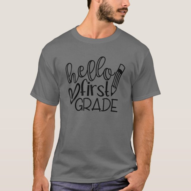 Hello First Grade Student Back To School For Boys T-Shirt (Front)