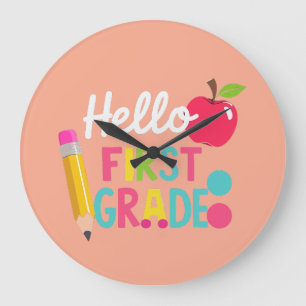 Hello First Grade Team 1st Grade Back to School Large Clock