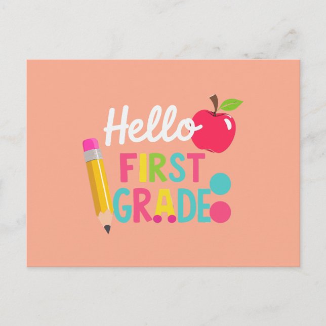 Hello First Grade Team 1st Grade Back to School Postcard (Front)