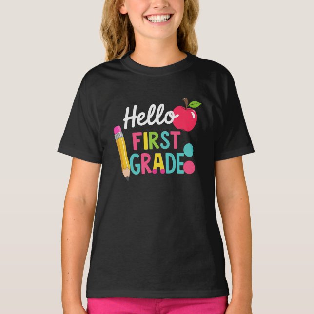 Hello First Grade Team 1st Grade Back to School  T-Shirt (Front)