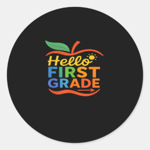 Hello First Grade Team 1st Grade Back To School Te Classic Round Sticker