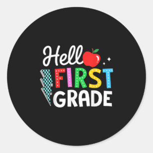 Hello First Grade Team Back To School Tee Teacher  Classic Round Sticker