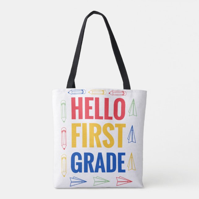 Hello First Grade Tote Bag (Back)