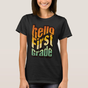 Hello First Grade Wavy Text 1st Grade Back To Sc T-Shirt