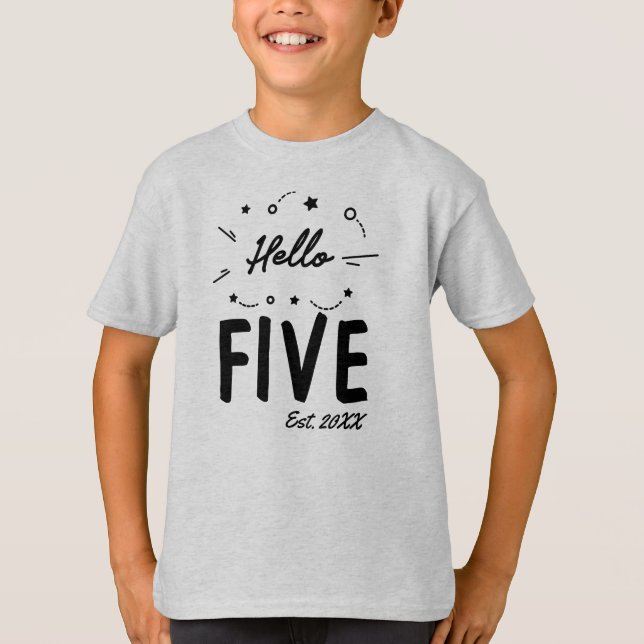 Hello Five 5th Birthday T-Shirt (Front)