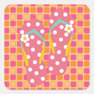 Hello Flip Flops Square Sticker