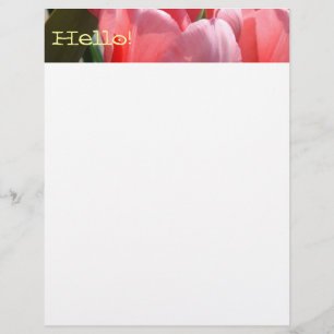 Hello! Flyers paper Pink Tulip Flowers Spring