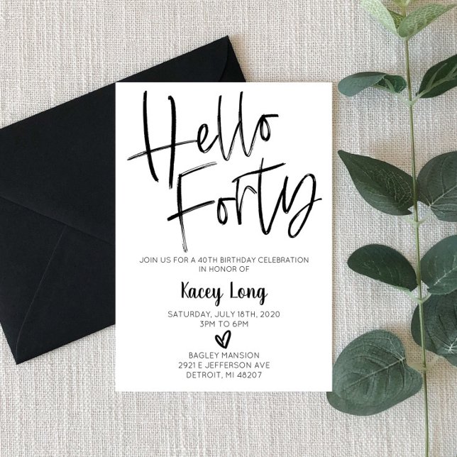 Hello Forty 40th Birthday Invitation (Creator Uploaded)