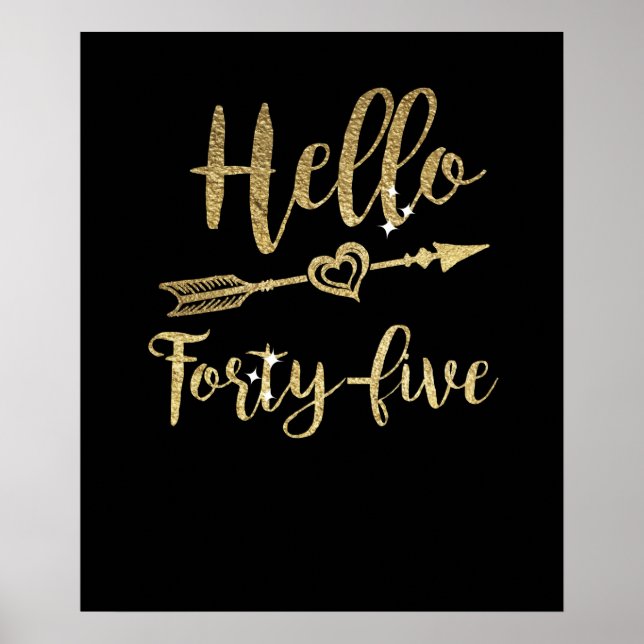Hello Forty Five Birthday 45th Birthday Poster (Front)