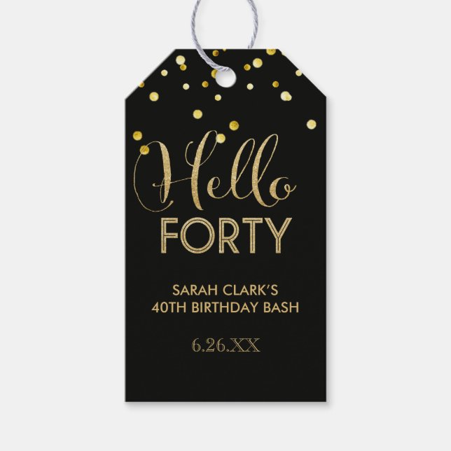 Hello Forty Gift Tags (Front)