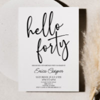 Hello Forty Minimal Elegant 40th Birthday Party