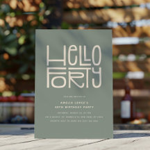 HELLO FORTY Modern 40th Birthday