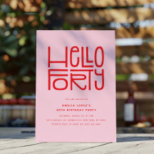 HELLO FORTY Modern 40th Birthday