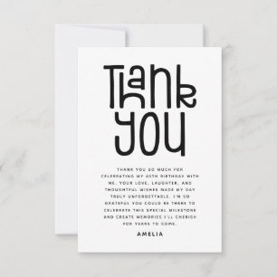 HELLO FORTY Modern 40th Birthday Thank You Card