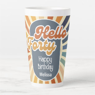 Hello Forty Retro Sun Groovy Wave 40th Birthday Latte Mug